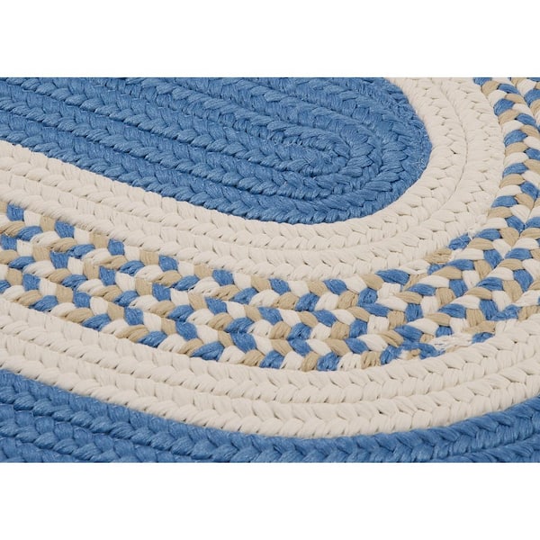Spiral II Blue Ice 10 ft. x 10 ft. Indoor/Outdoor Patio Round Area Rug