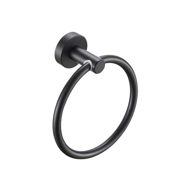 Heemli Simplicity Wall-Mounted Hand Towel Ring in Black