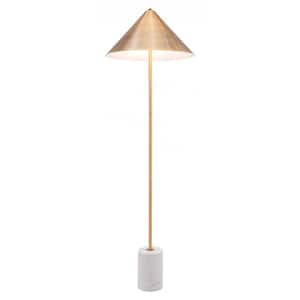 63 in. Gold and White Flare Standard Floor Lamp Gold & White