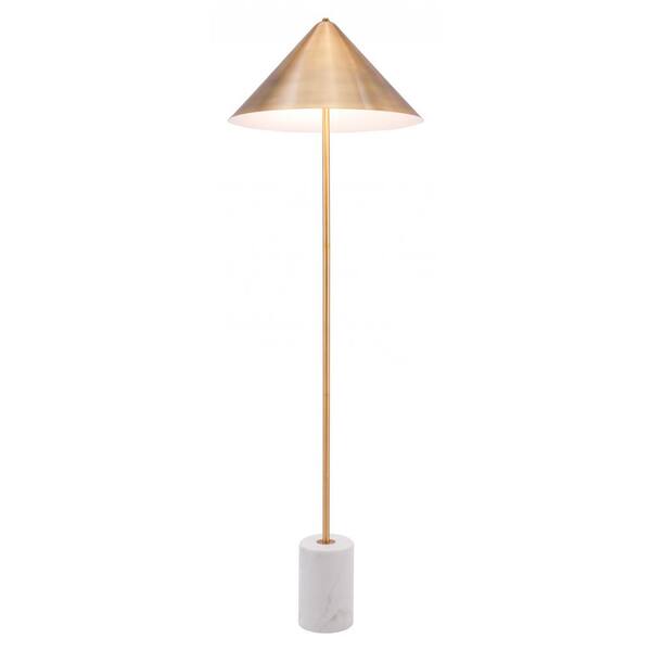 HomeRoots 63 in. Gold and White Flare Standard Floor Lamp Gold & White