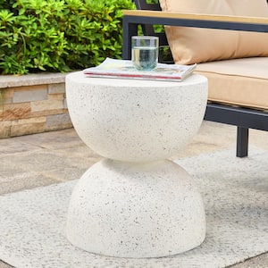 17.75 in. H Multi-Functional MGO Faux Terrazzo White Garden Stool or Planter Stand or Accent Table