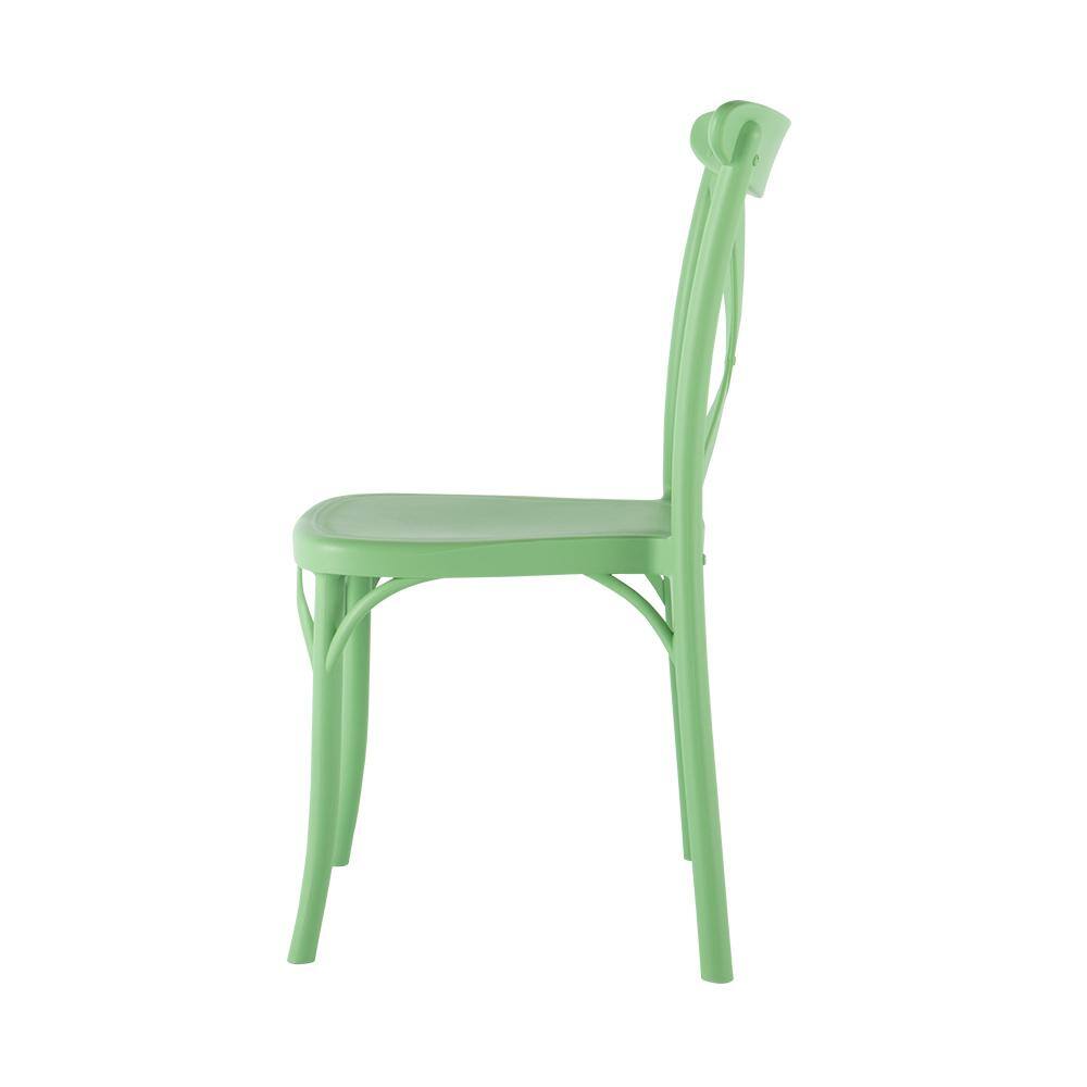 Mint Green Stackable Armless Resin Dining Chairs, Set of 2