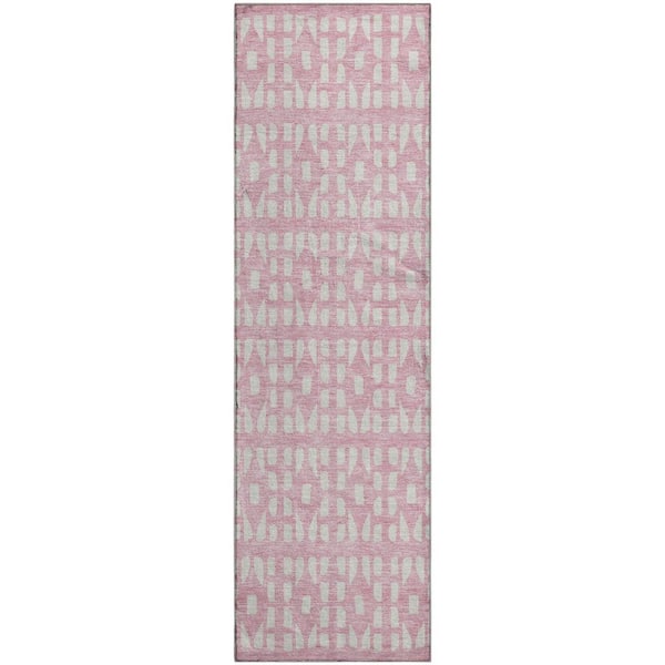 Addison Rugs Mayfield Premium Machine Washable Abstract AMF963 Pink 2 ft. 3 in. x 7 ft. 6 in. Runner Rug