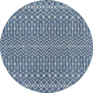 Blue 10 ft. x 10 ft. Outdoor Trellis Tribal Trellis Area Rug