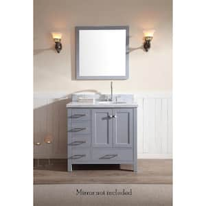 Cambridge 37 in. W x 22 in. D x 36 in. H Bath Vanity in Grey with Carrara White Marble Top