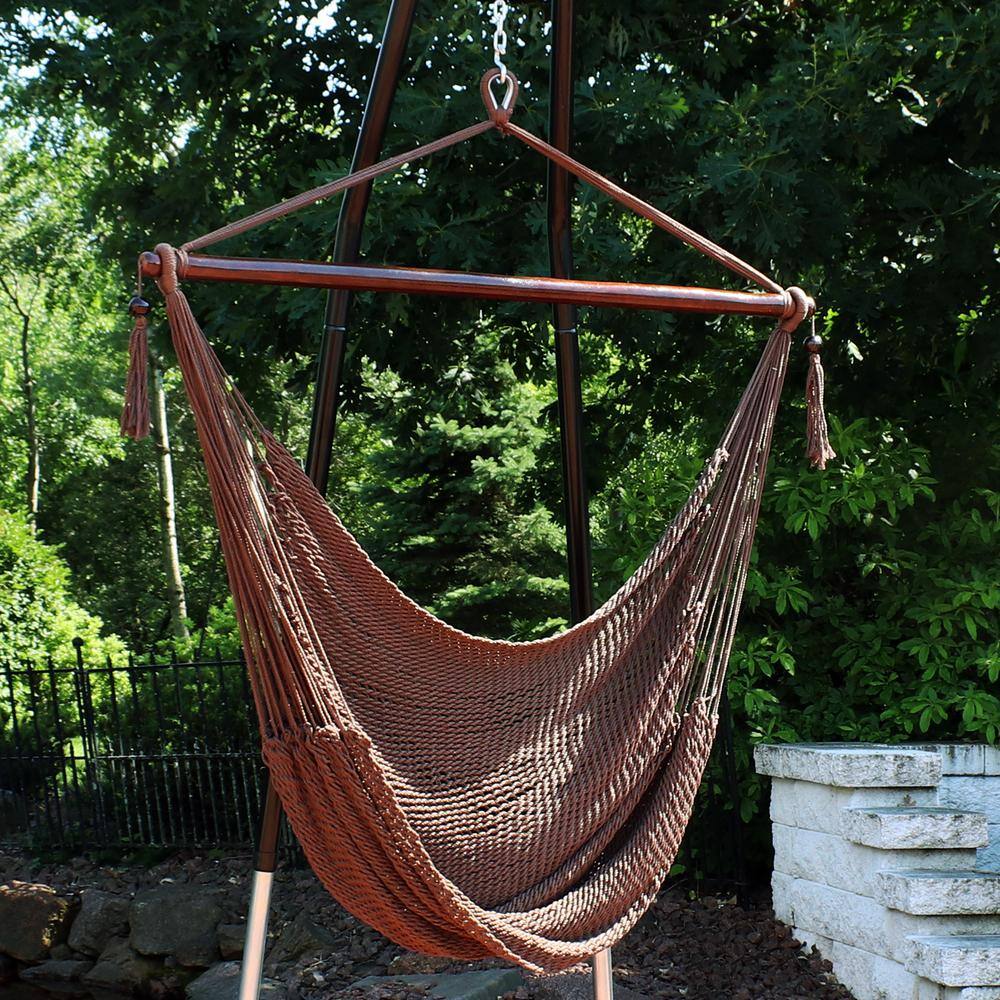 Mocha Extra Large Polyester Rope Hammock Chair Swing
