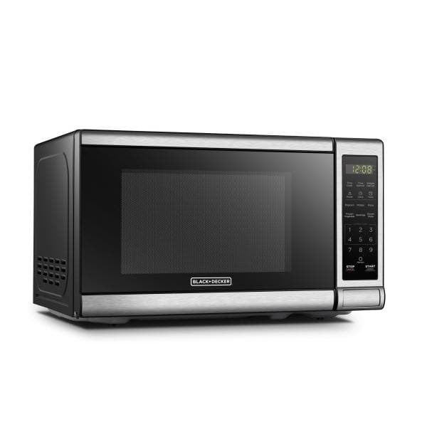 0.7 cu. ft. 700 Watt Compact Countertop Microwave in Stainless Steel with Safety lock, One-Touch Button and Eco Mode