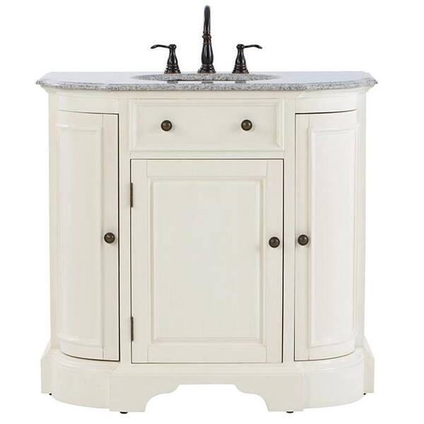 Home Decorators Collection Davenport 37 in. Vanity in Ivory with Granite Vanity Top in Grey and Under-Mount Sink
