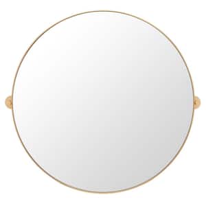 Eldia 36 in. W x 36 in. H Iron Round Modern Gold Solid Frame Wall Mirror