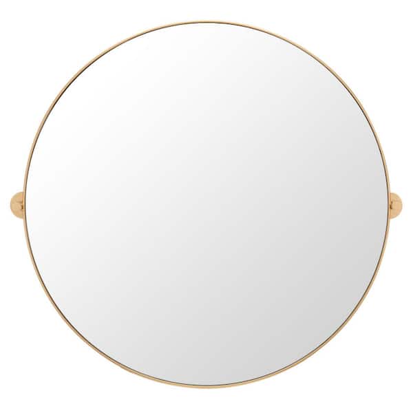 SAFAVIEH Eldia 36 in. W x 36 in. H Iron Round Modern Gold Solid Frame Wall Mirror