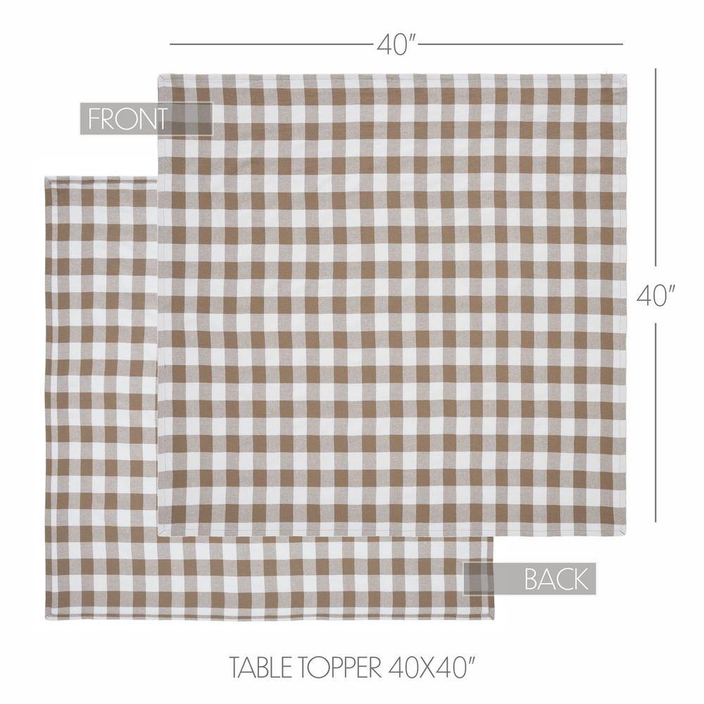 Annie 40x40 Brown and White Cotton Buffalo Check Table Topper
