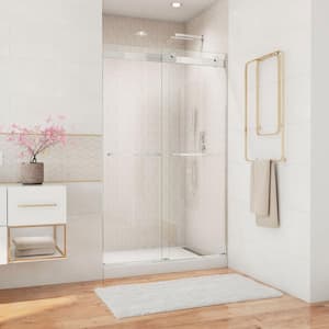 Essence 44 in. to 48 in. x 76 in. Semi-Frameless Sliding Shower Door in Chrome with Clear Glass