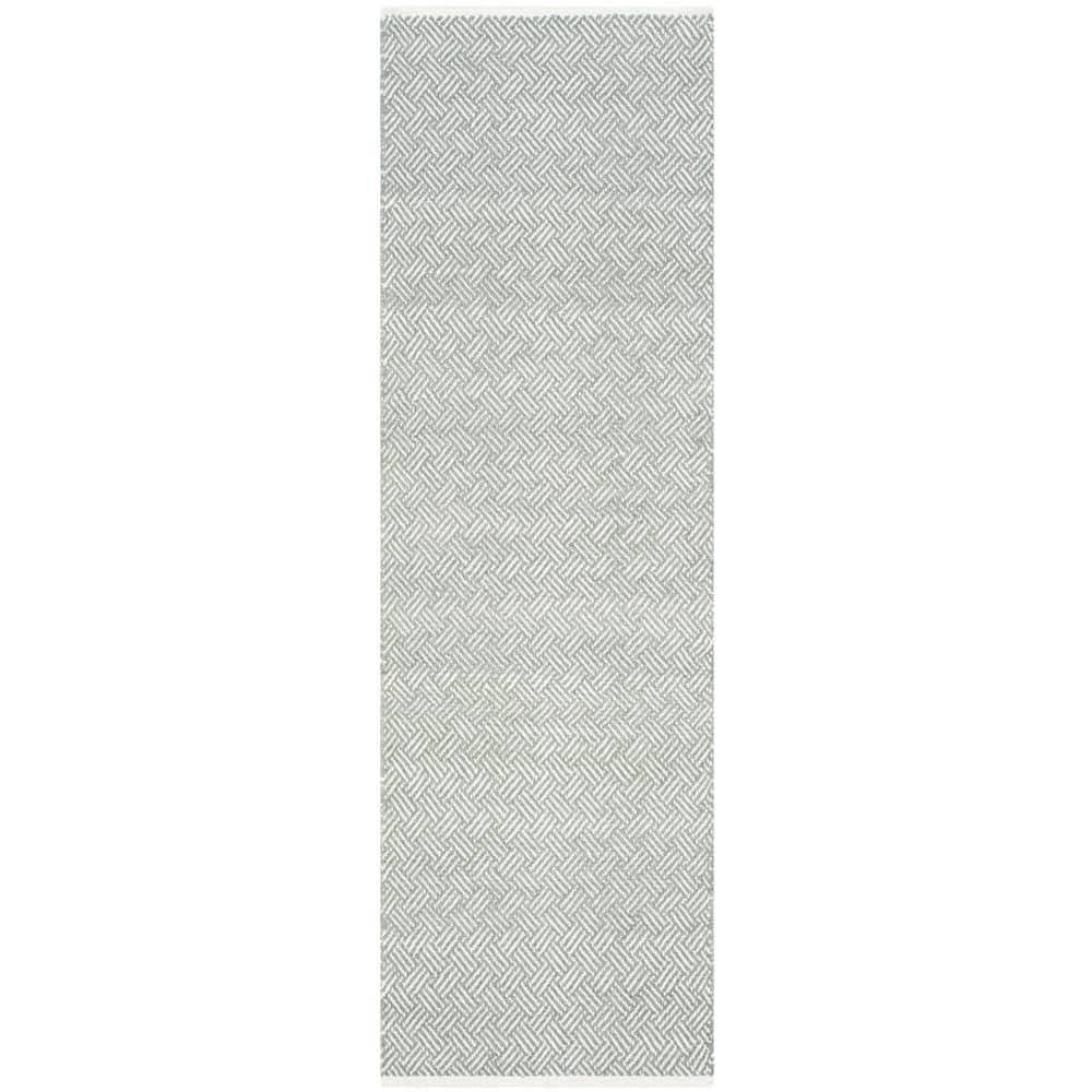 SAFAVIEH Boston Gray 2 ft. x 11 ft. Solid Gradient Geometric Runner Rug ...