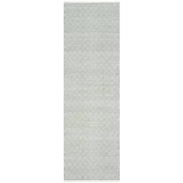 Boston Gray 2 ft. x 11 ft. Solid Gradient Geometric Runner Rug