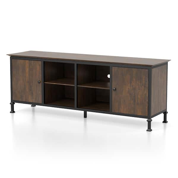 Furniture of America Grumm 72 in. Weathered Oak tv Stand Fits tv's up to 83 in.