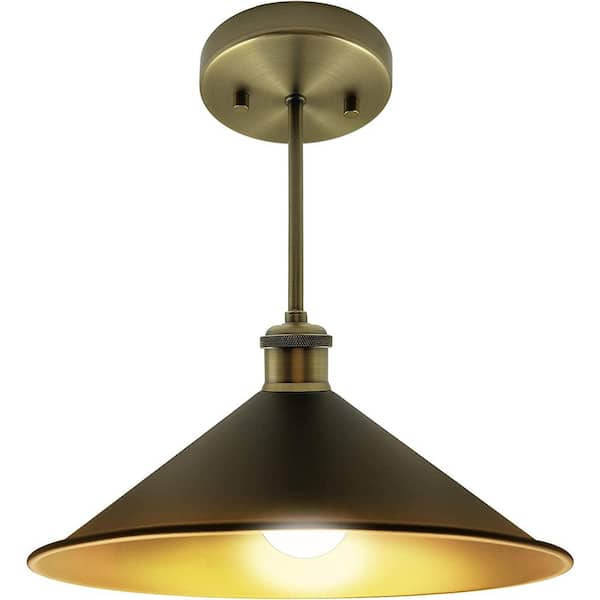 Lecoht 11-3/4 in. Black Semi Flush Mount with Replaceable Bulb 1 x E26 Bulb Included