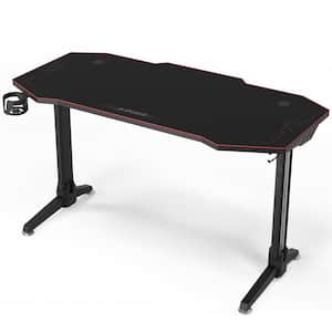 55 in. W Gaming Desk T-shaped Computer Desk with Full Mouse Pad and LED Lights Black