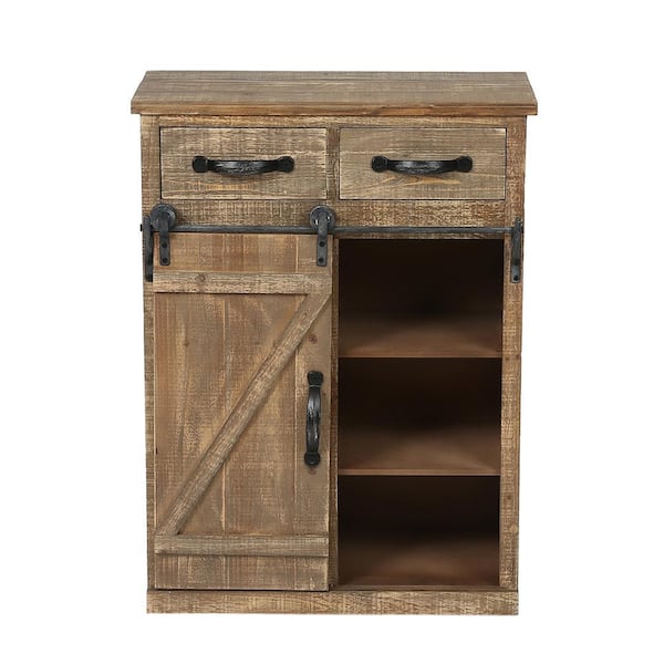 Luxenhome Rustic Wood Console Cabinet, Small Console Cabinet With Storage