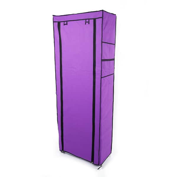 62.99 H 27 Pairs 9-Tier Purple Fabric Shoe Rack