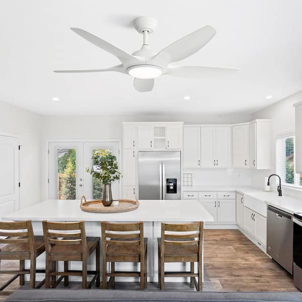 48 in. Indoor White Ceiling Fan with Light, 5 ABS Blades, Dimmable, Reversible DC Motor, 3 Colors Adjustable and Remote