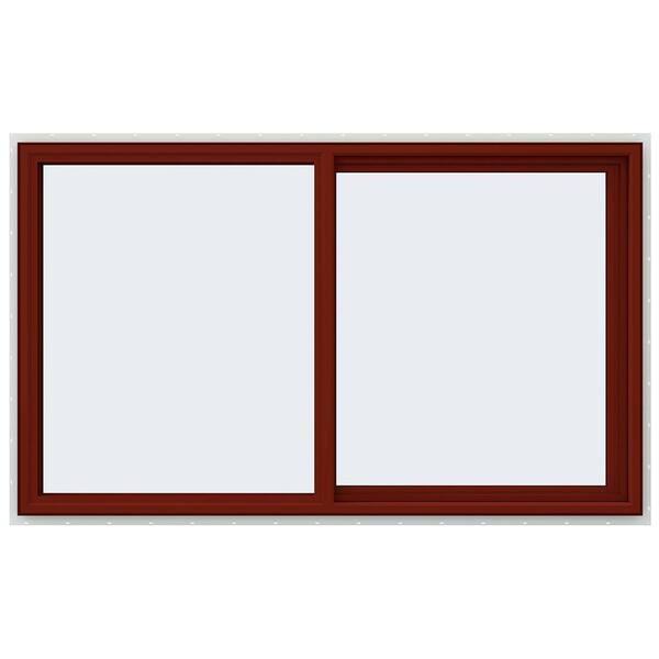 JELD-WEN 59.5 in. x 35.5 in. V-4500 Series Red Painted Vinyl Right-Handed Sliding Window with Fiberglass Mesh Screen