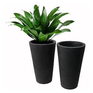 20 in. Tall Crete Planter, Black (2-Pack)