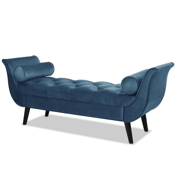 Jennifer Taylor Alma Satin Teal Tufted Entryway Bench