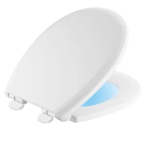 Sanborne Round Closed Front Toilet Seat with NightLight in White