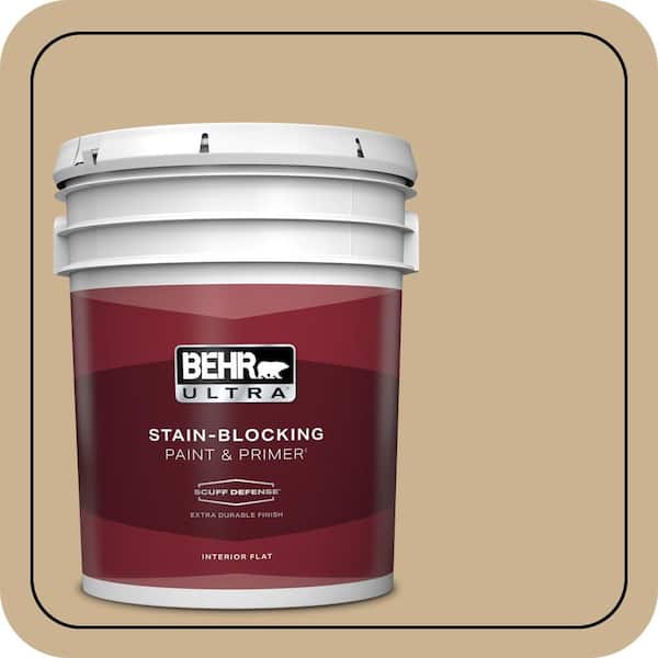 BEHR ULTRA 5 gal. #PWL-84 Tropical Tan Extra Durable Flat Interior Paint & Primer