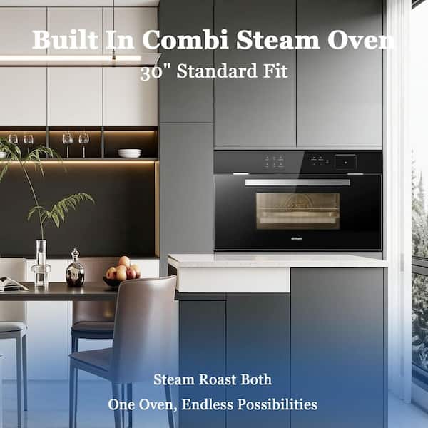 30 in. Single Electric Wall Oven with Steam, Self-Cleaning and 13-in-1 True Convection Cooking, Black Stainless Steel