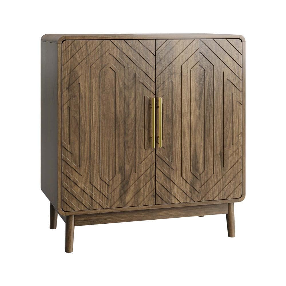 32 in. W x 16 in. D x 33 in. H Linen Cabinet, Sideboard Buffet Cabinet with Carved 2 Door, Adjustable Layer Board Walnut price history on PriceWatchPro