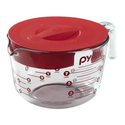 8 Cup Glass Measuring Cup with Red Lid
