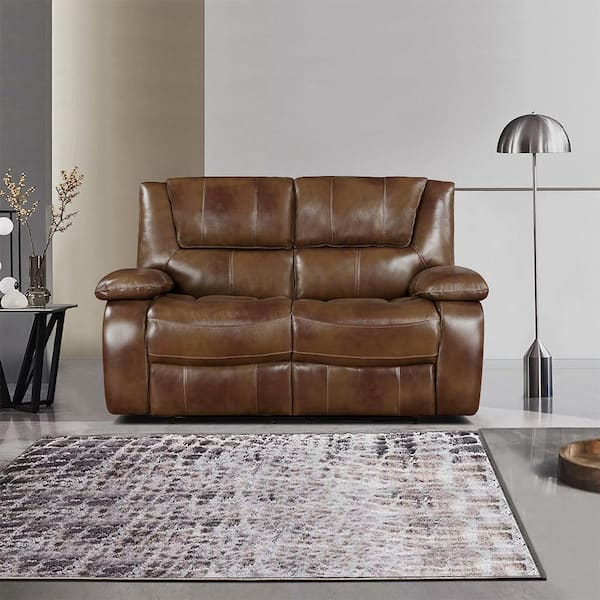 Lazzara Dimitri 64 in. W Brown Leather Manual Double Reclining