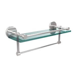 16 in. L x 5 in. H x 5 in. W Clear Glass Bathroom Shelf with Towel Bar in Polished Chrome