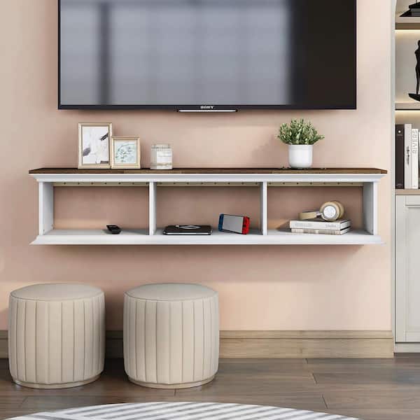Pauly 63 in. Light Hickory TV Stand Fits TV's up to 72 in. with Shelves