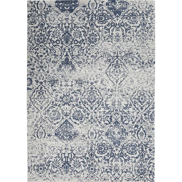 Unbranded Blue Polypropylene 5 ft. x 7 ft. Abstract Indoor Area Rug
