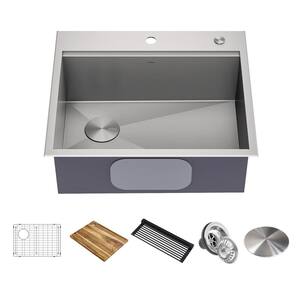 KRAUS Loften 33 In. Drop-in/Undermount Double Bowl Stainless Steel ...