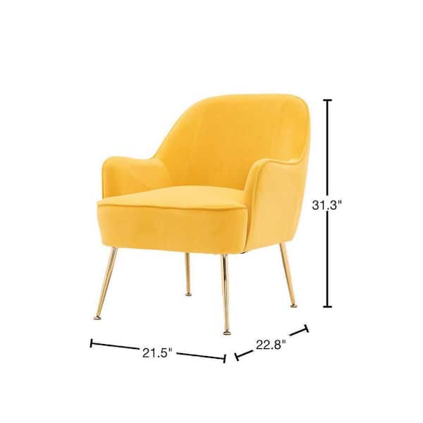 Bendell Yellow Velvet Tufted Accent Club Chair with Gold Legs
