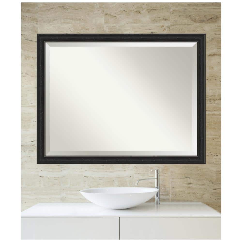 Shipwreck Black Narrow 44" x 34" Rectangular Beveled Bathroom Mirror