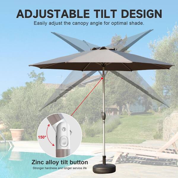 9' patio umbrella with led lights WestinTrends 9 ft. Solar Power Market Featuring elegant ruffled trims PURPLE LEAF Outdoor Market Fabric:O'bravia Sky rtnly-dimensions-lwh:10_10_10