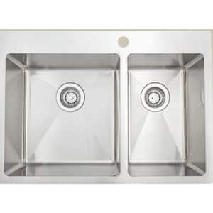 Standard Stainless Steel 18-Gauge Stainless Steel 28 in. W Double Bowl Drop-In Kitchen Sink
