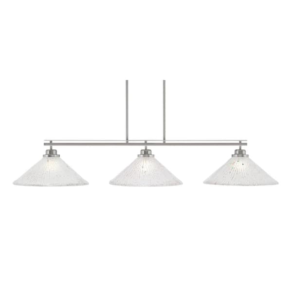 Monroe 3-Light Billiard Light, Round Fitter, Brushed Nickel Finish, 16 in. Frosted Crystal Glass