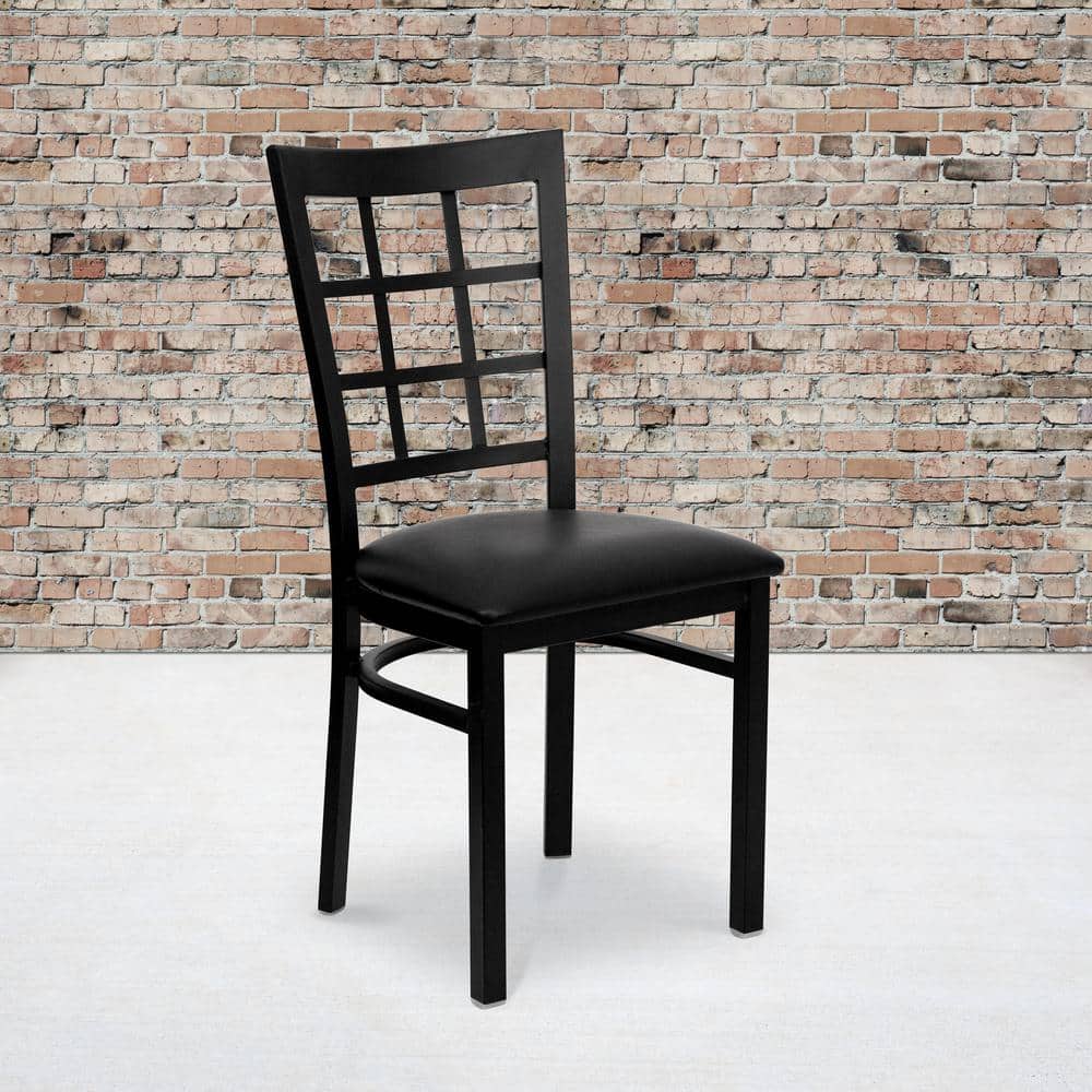 Hercules Series 36.5" High Black Metal Side Chair with Vinyl Seat