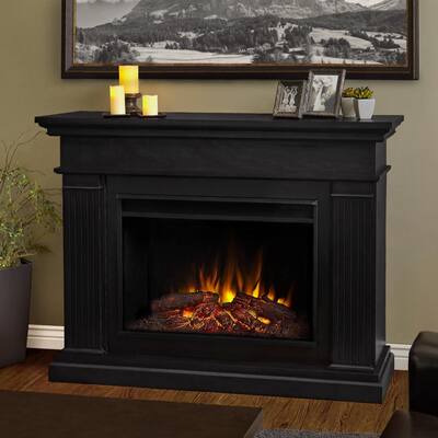Centennial Grand 55.5 in. Freestanding Wooden Electric Fireplace in Black