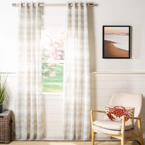 Light Gray/White Striped Grommet Sheer Curtain - 52 in. W x 84 in. L