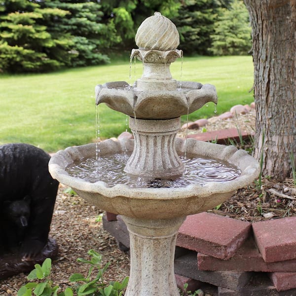 Sunnydaze 2-Tier Earth Pineapple Solar Tiered Fountain with