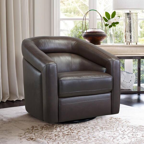 Armen Living Desi Espresso Genuine, Genuine Leather Chairs For Living Room
