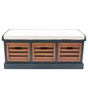 Melody 18 in. H x 41 in. W x 15.75 in. D Antique Navy and Honey Nut 3-Drawer Bench