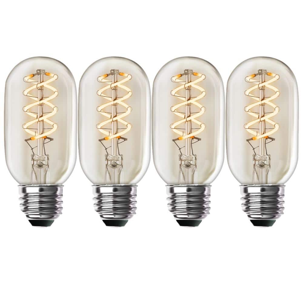 40-Watt Equivalent T14 Dimmable Spiral Filament Clear Glass E26 Vintage Edison LED Light Bulb, Soft White (4-Pack) price history on PriceWatchPro