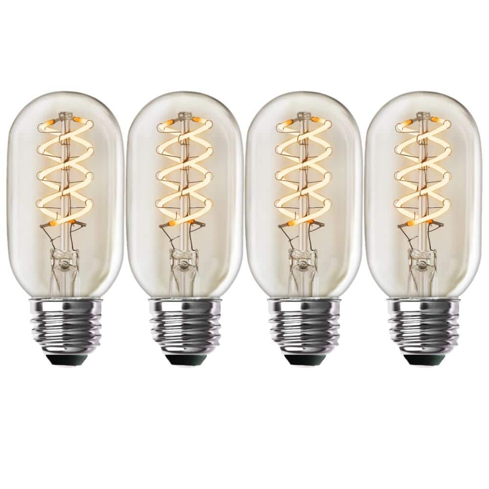 Feit Electric 40-Watt Equivalent T14 Dimmable Spiral Filament Clear Glass E26 Vintage Edison LED Light Bulb, Soft White (4-Pack) -  T1440SCL927HD/4